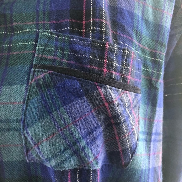 Flannel plaid longsleeve shirt pajamas blue XL - Picture 3 of 9